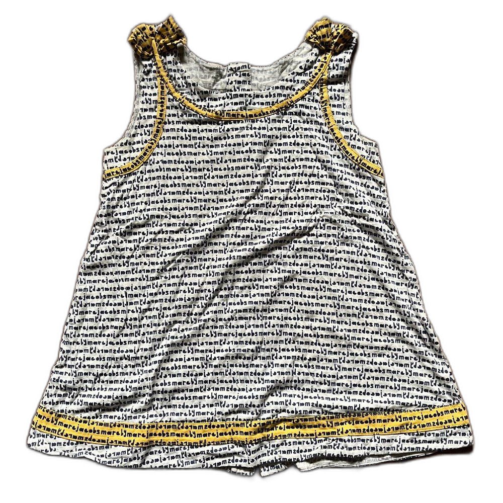 Marc By Marc Jacobs Black and Yellow Text Print Tank Top